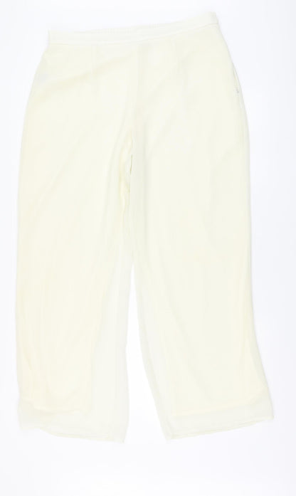 Kaleidoscope Womens Ivory Polyester Trousers Size 16 L28 in Regular
