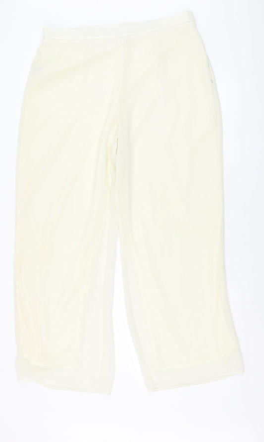Kaleidoscope Womens Ivory Polyester Trousers Size 16 L28 in Regular