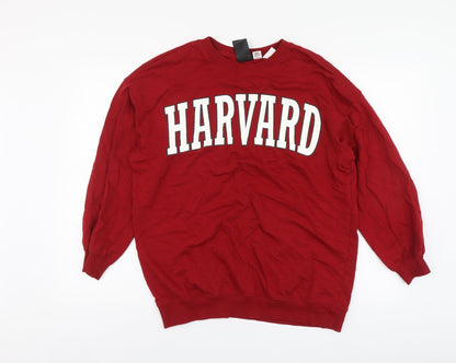 H&M Womens Red Cotton Pullover Sweatshirt Size XS