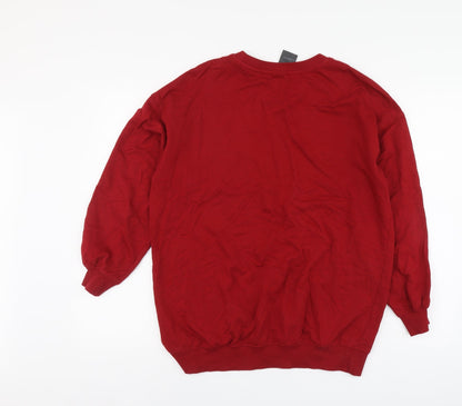 H&M Womens Red Cotton Pullover Sweatshirt Size XS