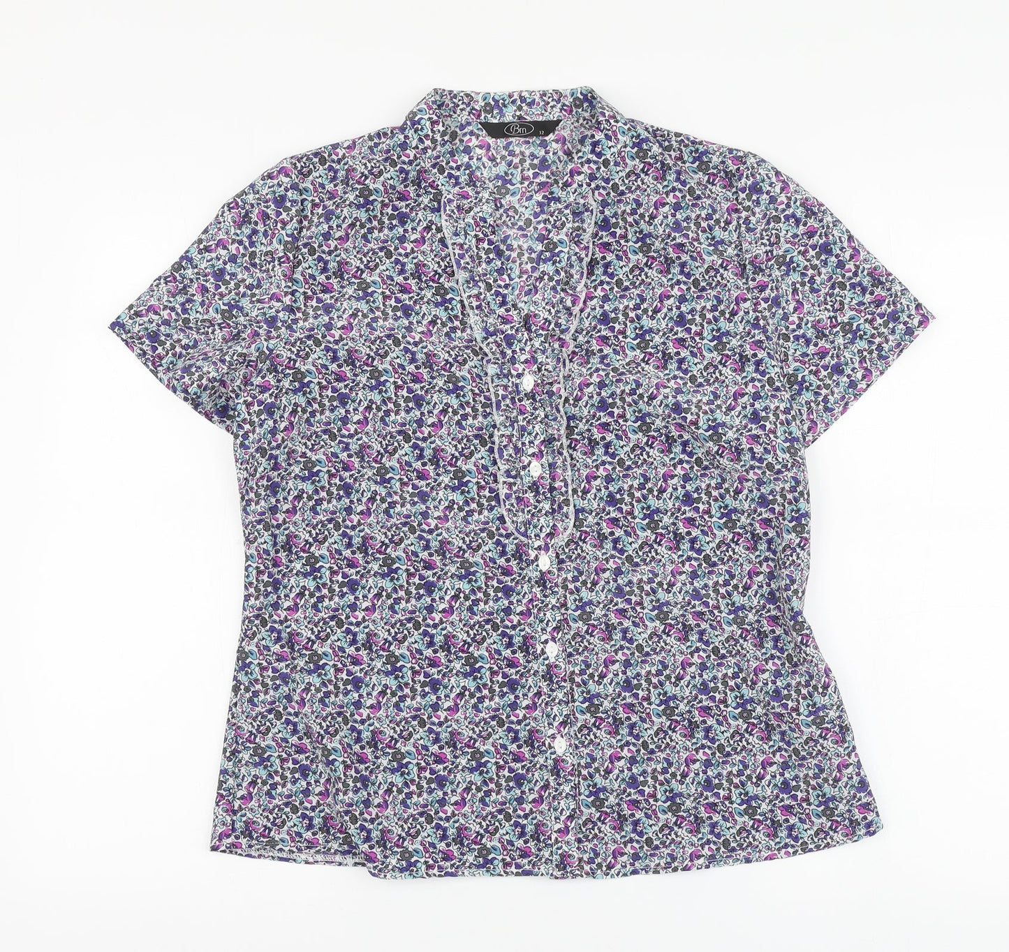 Womens UK Size 12 BM Purple Basic Button-Up