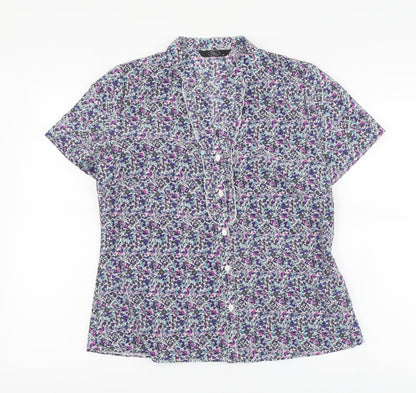 Womens UK Size 12 BM Purple Basic Button-Up