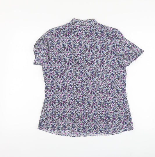 Womens UK Size 12 BM Purple Basic Button-Up