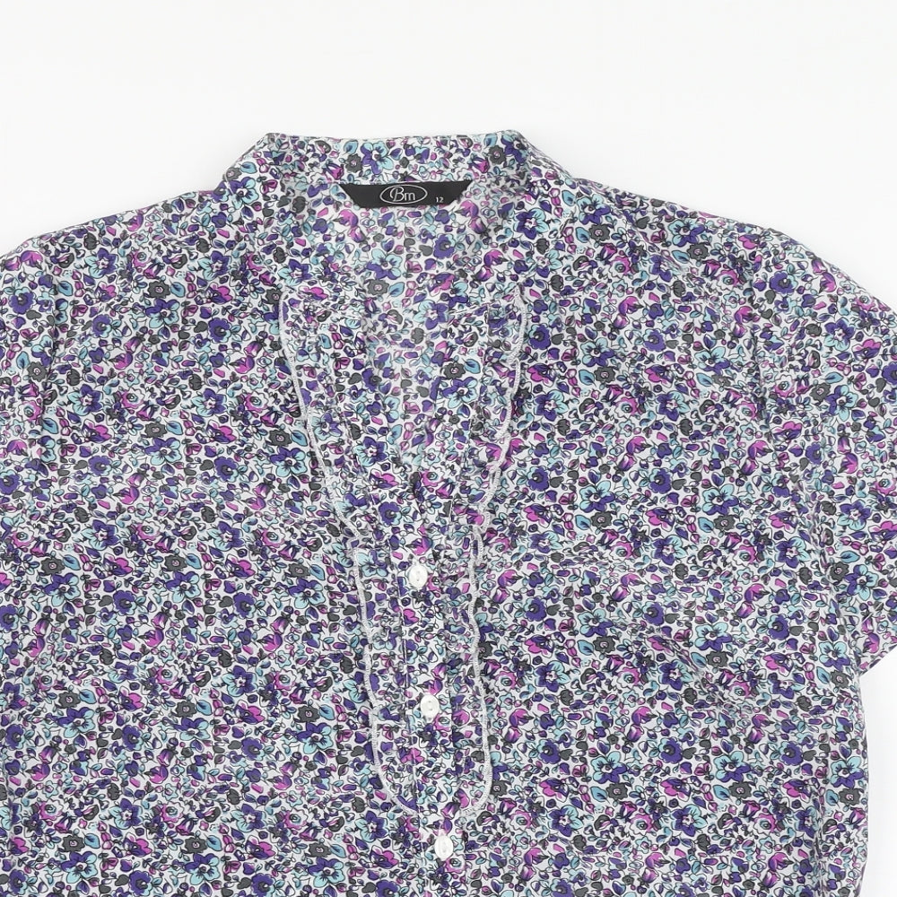 Womens UK Size 12 BM Purple Basic Button-Up