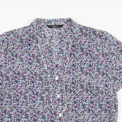 Womens UK Size 12 BM Purple Basic Button-Up