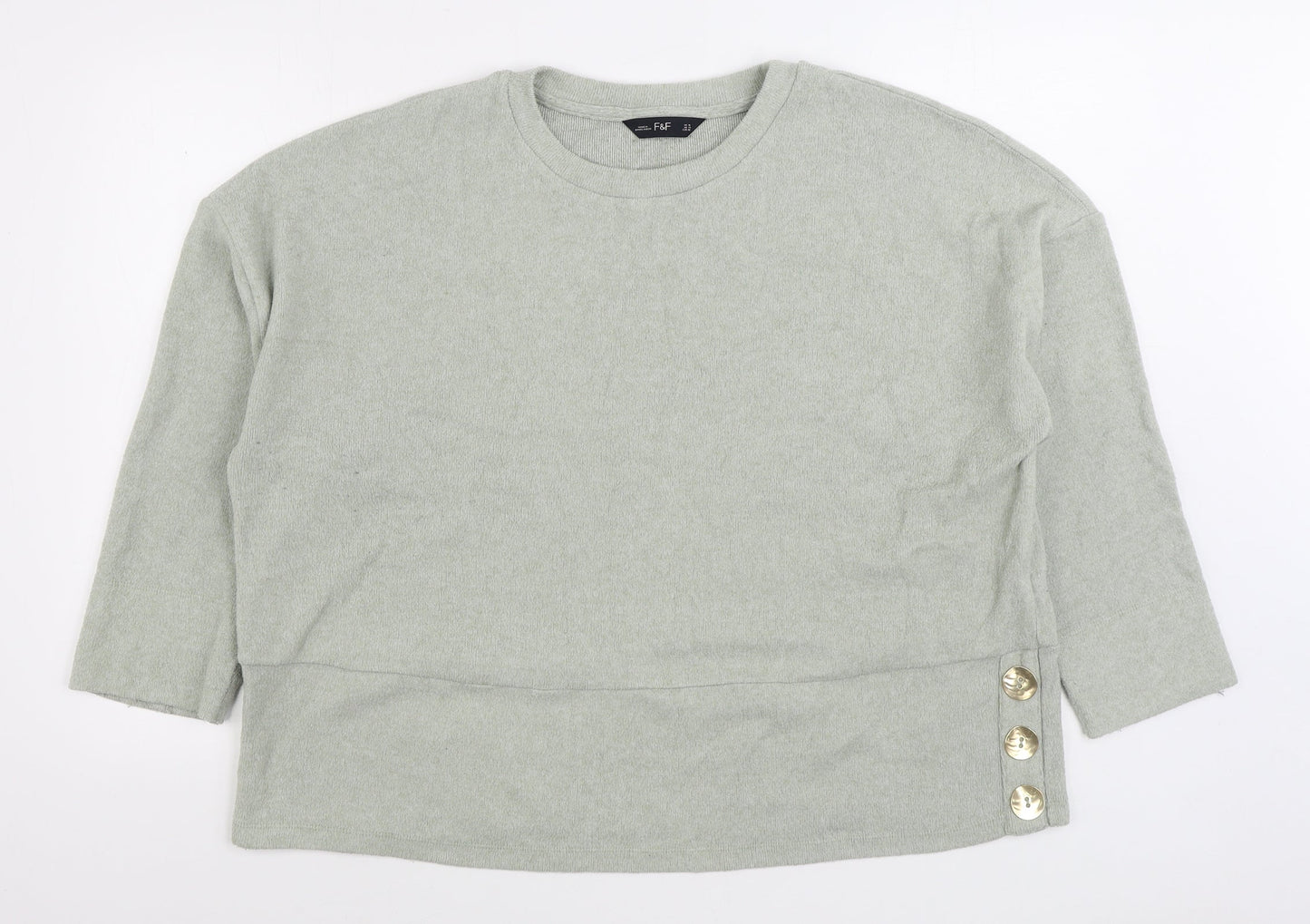 F&F Womens Green Round Neck Viscose Pullover Jumper Size 18