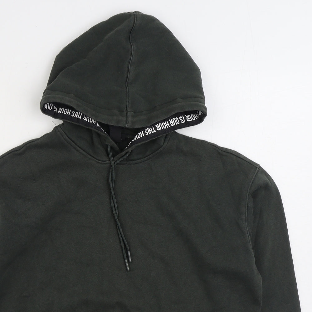 Mens UK Size S H&M Green Pullover Hoodie