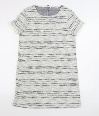 Mango Womens Grey Cotton Jumper Dress Size L Scoop Neck Pullover