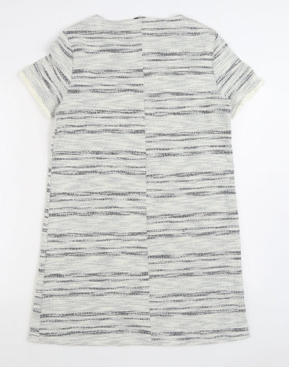 Mango Womens Grey Cotton Jumper Dress Size L Scoop Neck Pullover