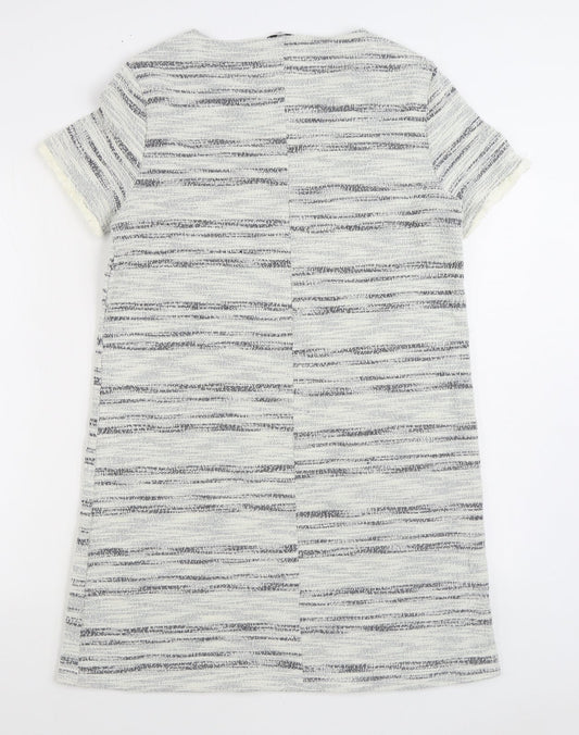 Mango Womens Grey Cotton Jumper Dress Size L Scoop Neck Pullover