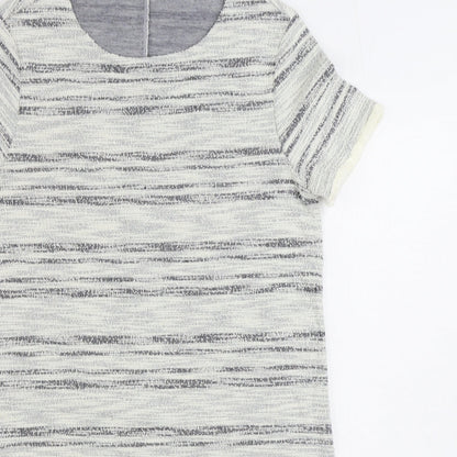 Mango Womens Grey Cotton Jumper Dress Size L Scoop Neck Pullover
