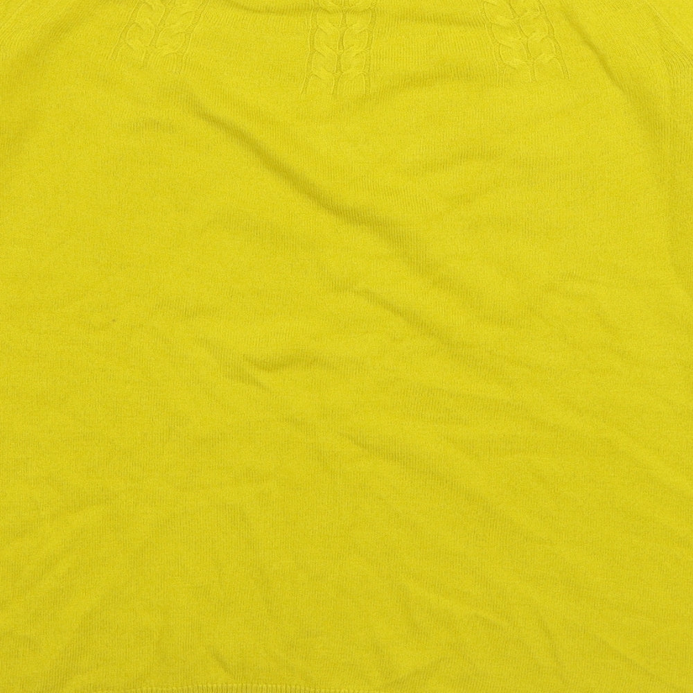 TU Womens Yellow Round Neck Acrylic Pullover Jumper Size 12