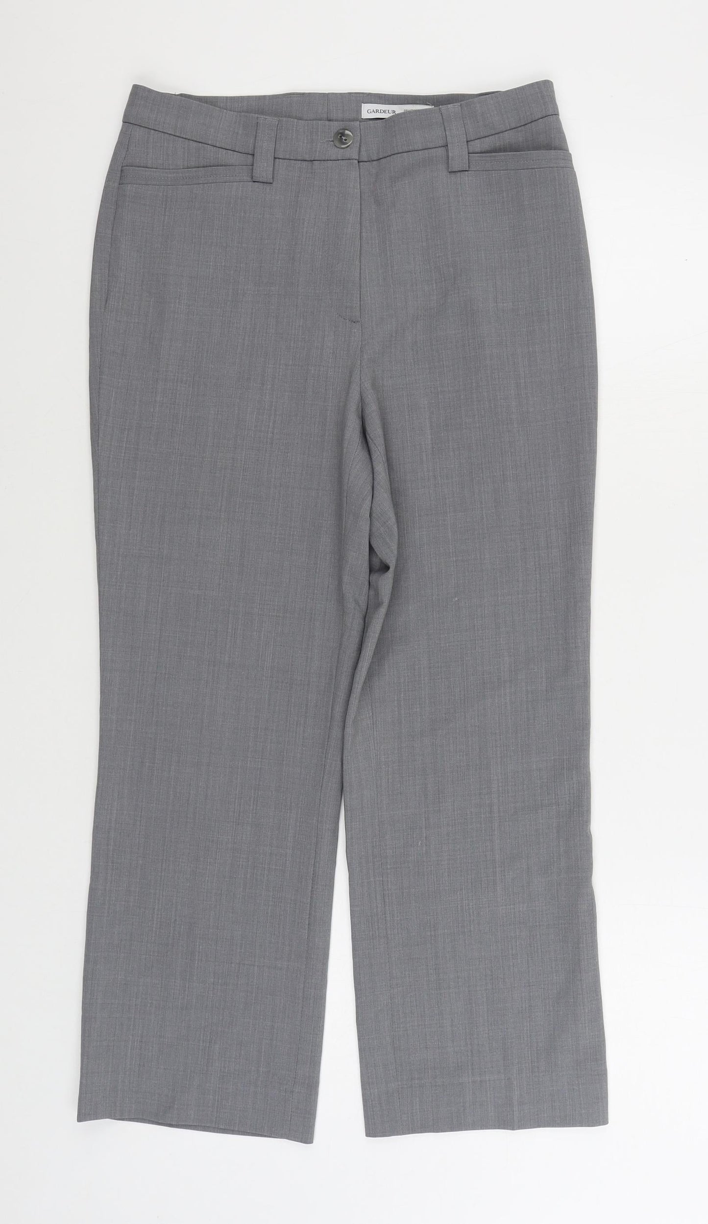 GARDEUR Womens Grey Polyester Trousers Size 30 in L25 in Regular Zip