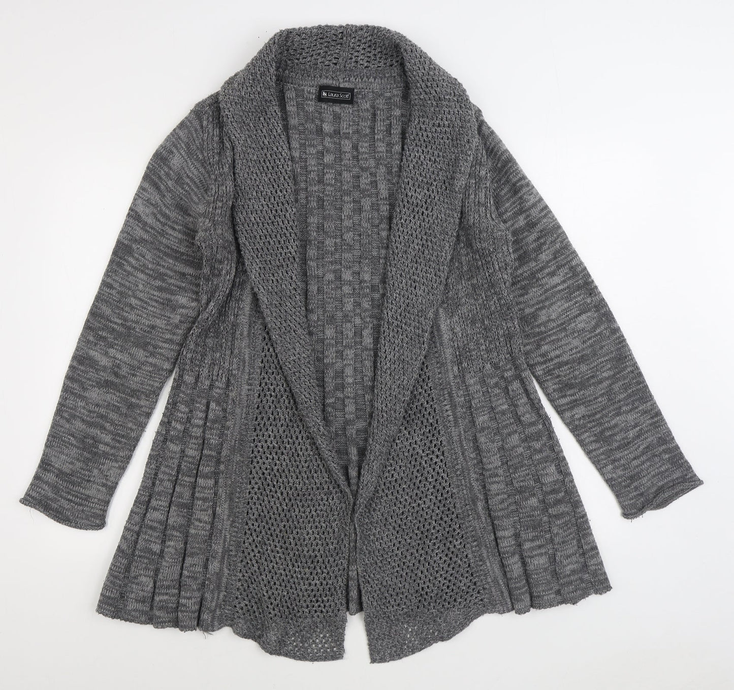 Laura Scott Womens Grey V-Neck Acrylic Cardigan Jumper Size 10