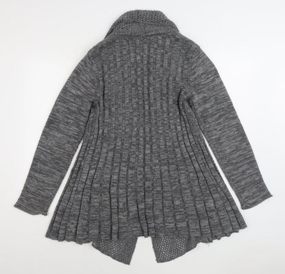 Laura Scott Womens Grey V-Neck Acrylic Cardigan Jumper Size 10