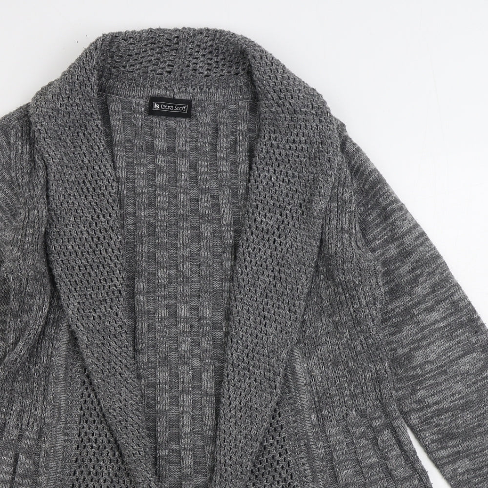 Laura Scott Womens Grey V-Neck Acrylic Cardigan Jumper Size 10