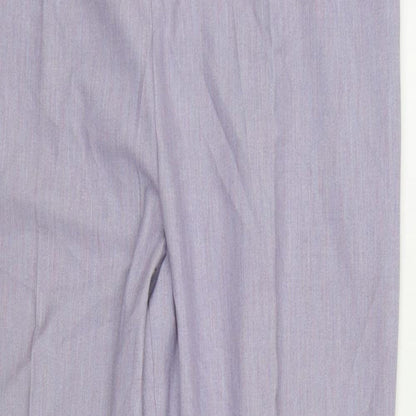 Marks and Spencer Womens Blue Polyester Trousers Size 18 L28 in Regular Zip