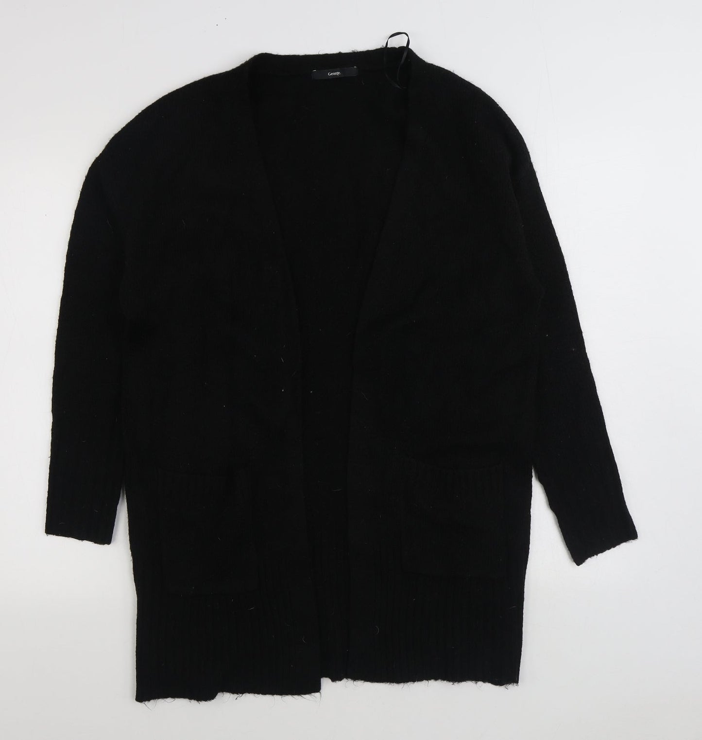 George Womens Black V-Neck Acrylic Cardigan Jumper Size S