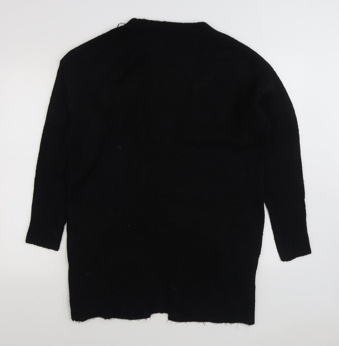 George Womens Black V-Neck Acrylic Cardigan Jumper Size S
