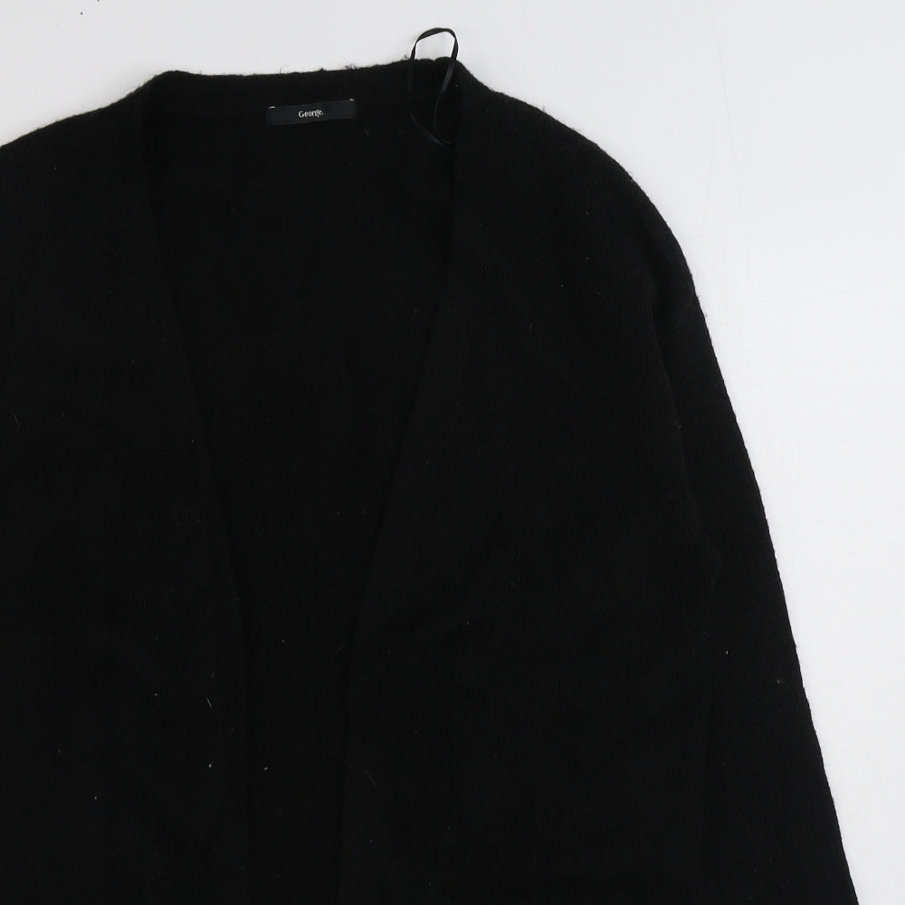 George Womens Black V-Neck Acrylic Cardigan Jumper Size S