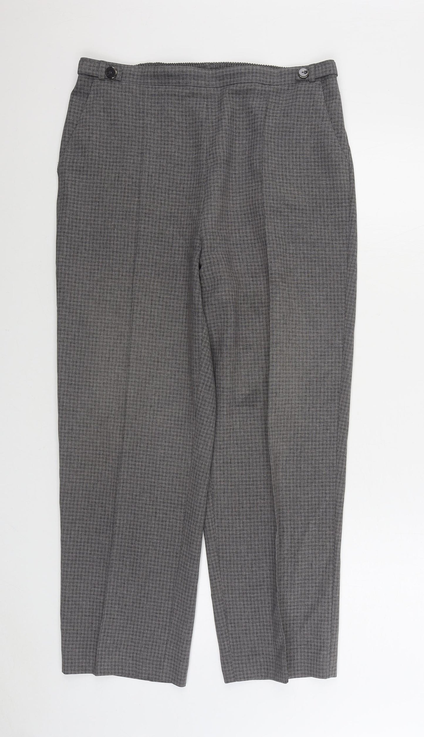 BM Womens Grey Polyester Trousers Size 14 L27 in Regular