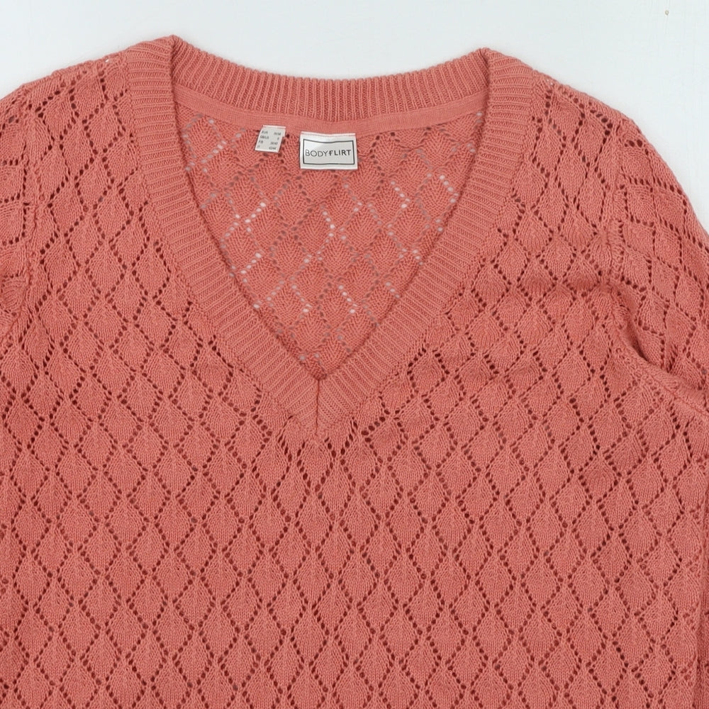 Body Flirt Womens Pink Acrylic Pullover Sweatshirt Size S