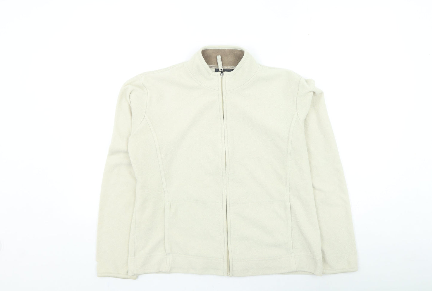 Womens UK Size 12 Kiabi Beige Full Zip Jumper