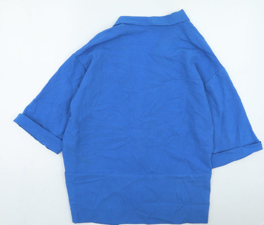 Nightingales Womens Blue Polyester Basic Blouse Size 10 Collared