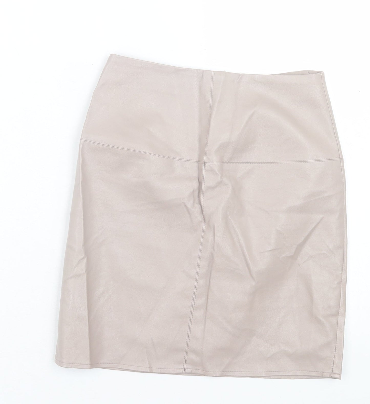 Missguided Womens Beige Polyurethane A-Line Skirt Size 8 Zip