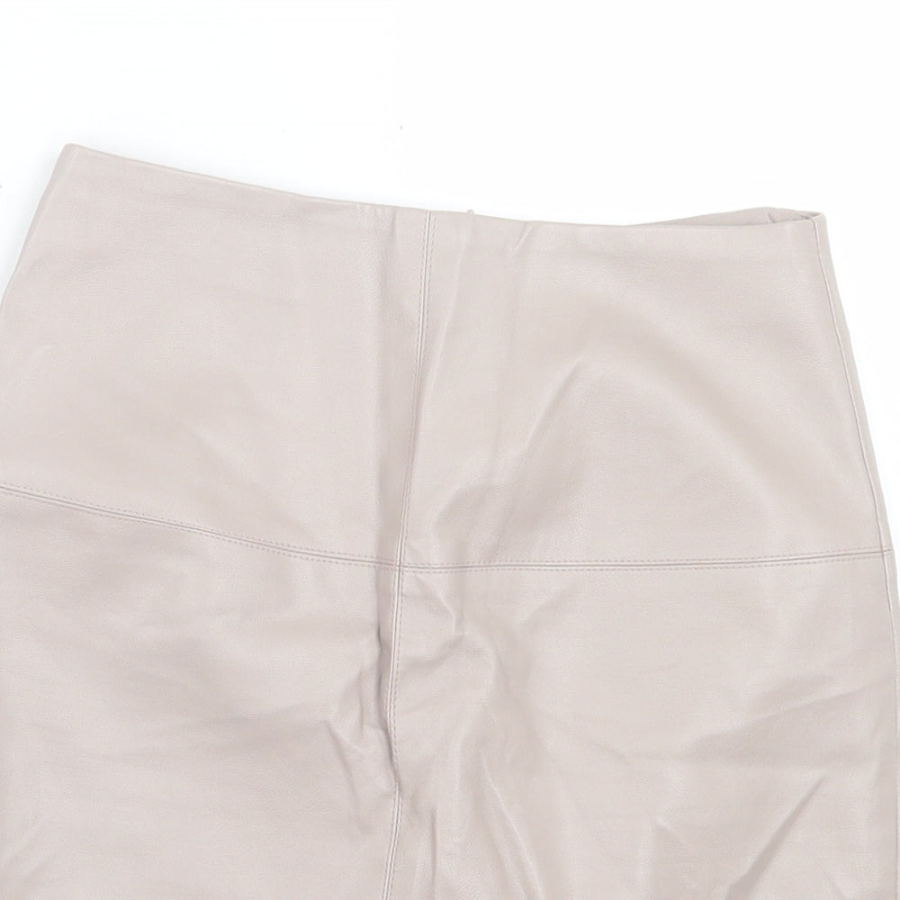 Missguided Womens Beige Polyurethane A-Line Skirt Size 8 Zip