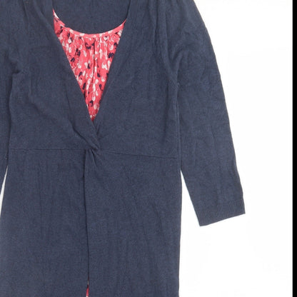 RJR.John Rocha Womens Blue Geometric Cotton A-Line Size 10 Scoop Neck Pullover