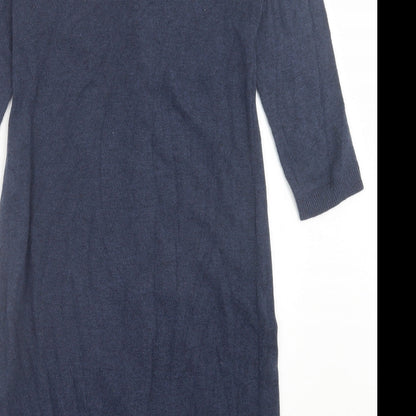 RJR.John Rocha Womens Blue Geometric Cotton A-Line Size 10 Scoop Neck Pullover