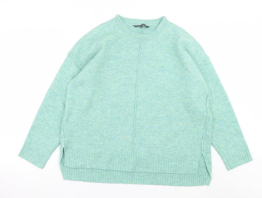 bonmarch Womens Green Crew Neck Acrylic Pullover Jumper Size 14