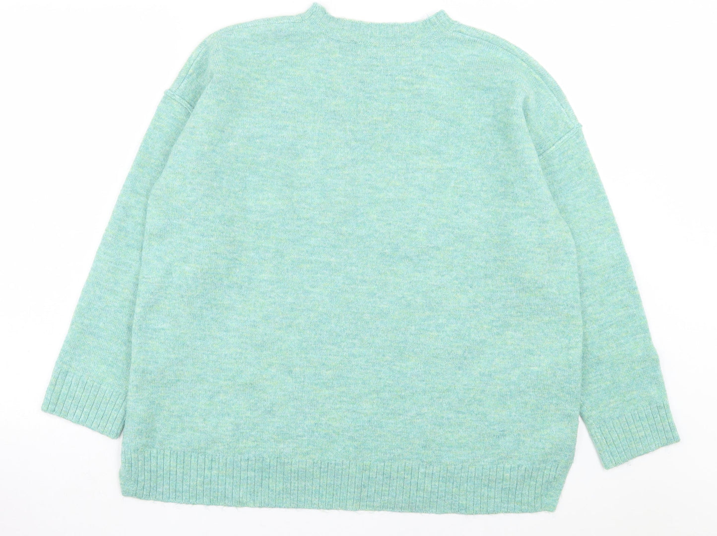 bonmarch Womens Green Crew Neck Acrylic Pullover Jumper Size 14