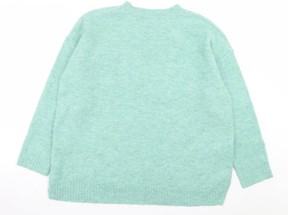 bonmarch Womens Green Crew Neck Acrylic Pullover Jumper Size 14