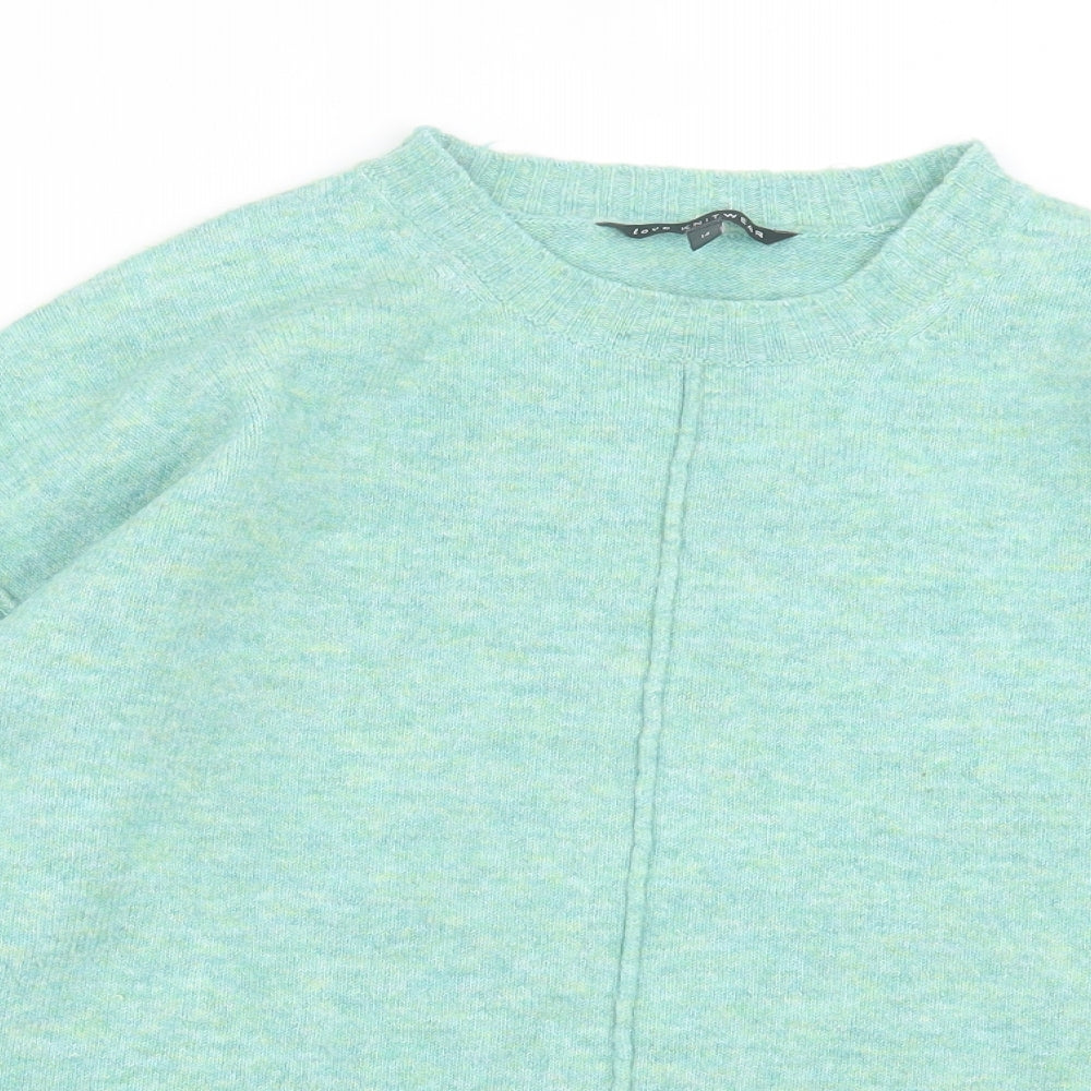 bonmarch Womens Green Crew Neck Acrylic Pullover Jumper Size 14