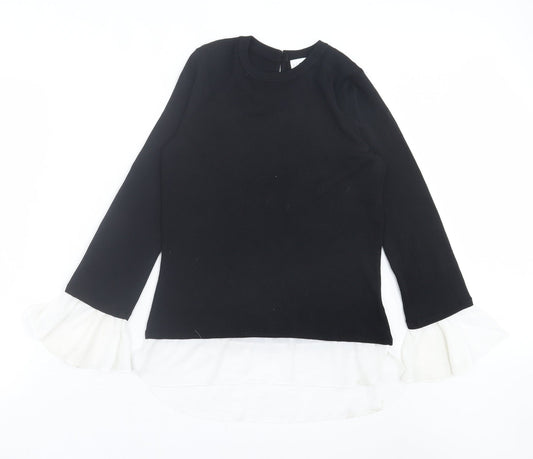 Linea Womens Black Crew Neck Viscose Pullover Jumper Size 10