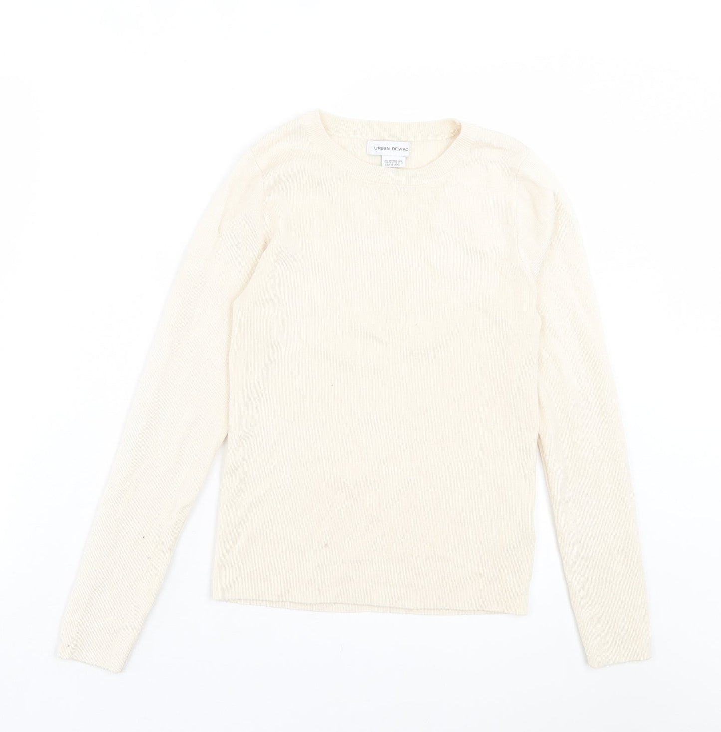 Urban Revivo Womens Ivory Crew Neck Acrylic Pullover Jumper Size 16