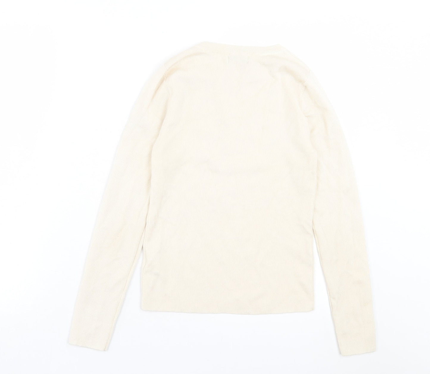 Urban Revivo Womens Ivory Crew Neck Acrylic Pullover Jumper Size 16
