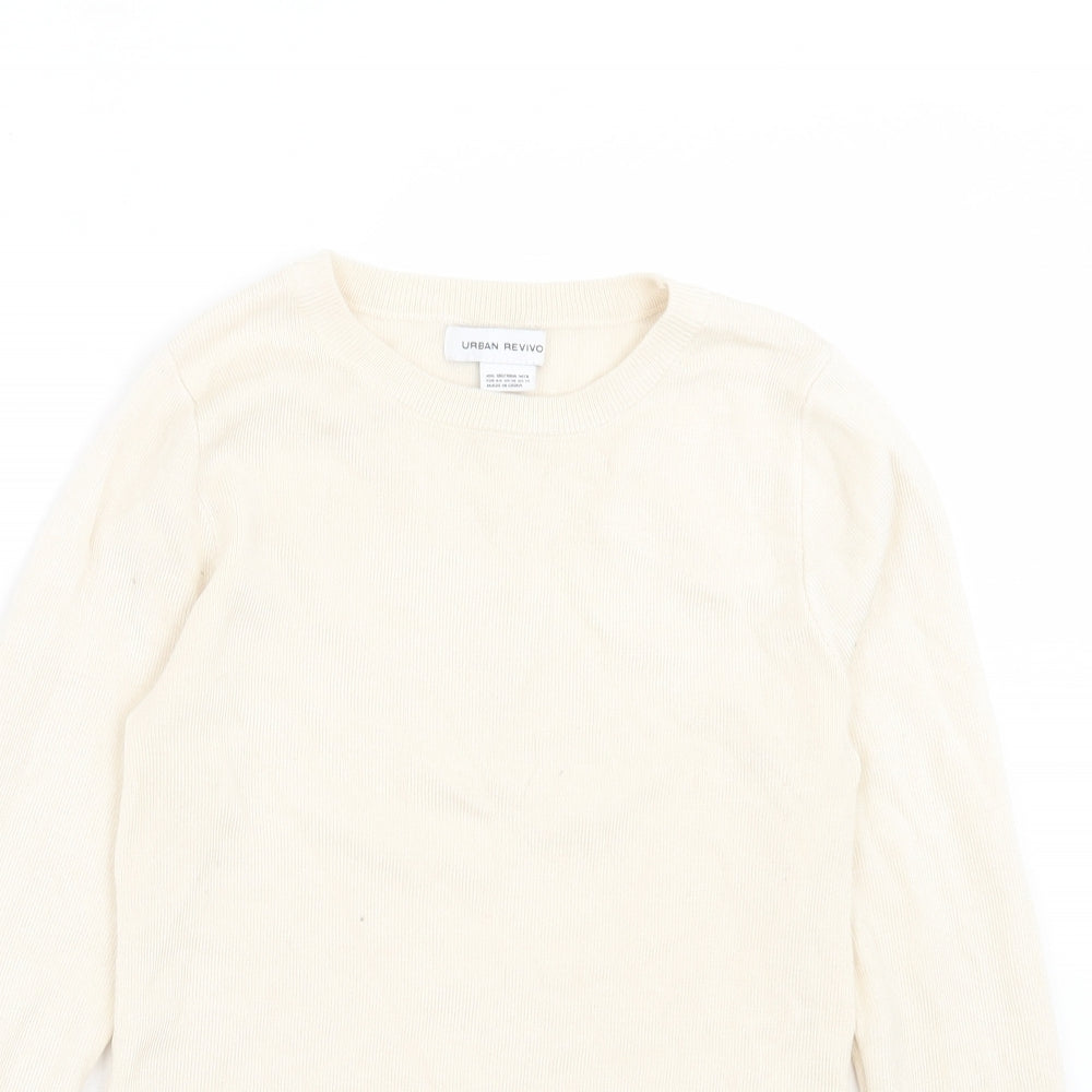 Urban Revivo Womens Ivory Crew Neck Acrylic Pullover Jumper Size 16