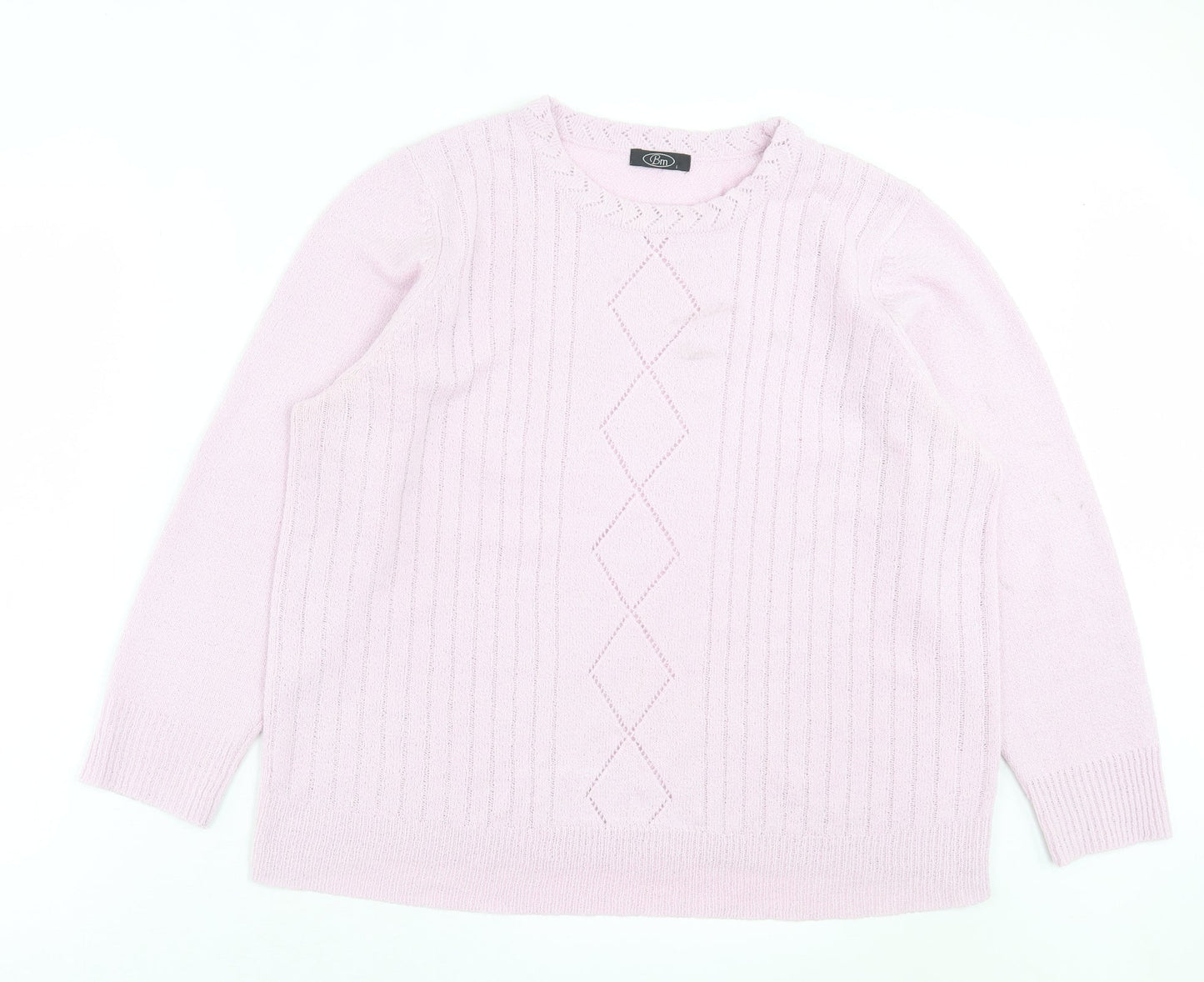 Womens UK Size L bonmarch Pink Pullover Jumper