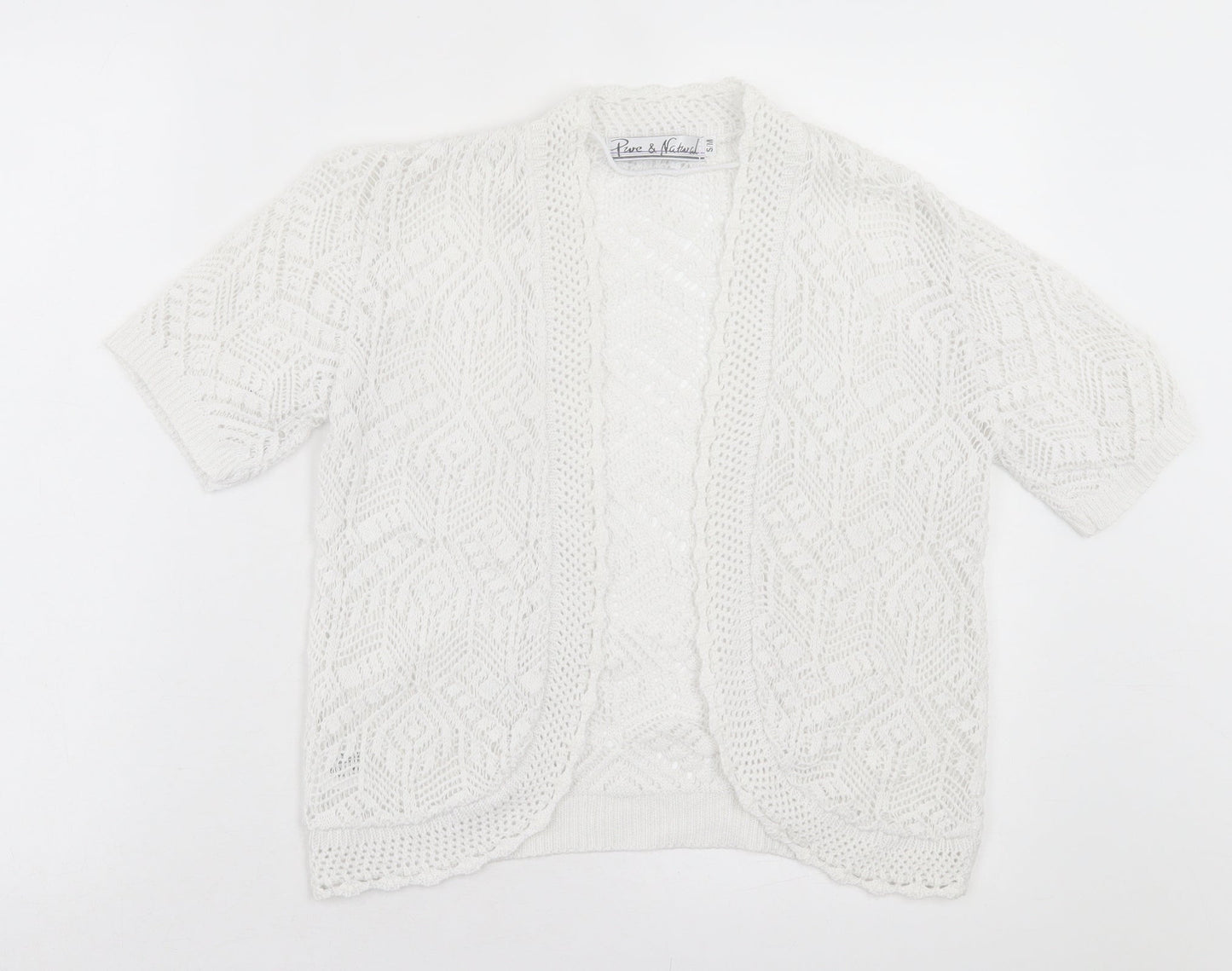 Womens UK Size S Pure & Natural White Cardigan Jumper