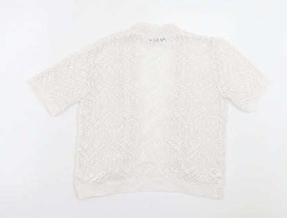 Womens UK Size S Pure & Natural White Cardigan Jumper