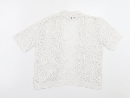 Womens UK Size S Pure & Natural White Cardigan Jumper