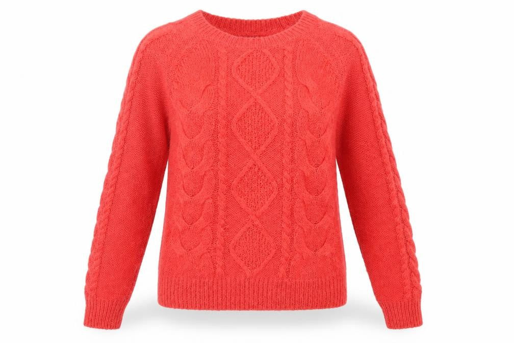 H&M Womens Red Crew Neck Acrylic Pullover Jumper Size XS