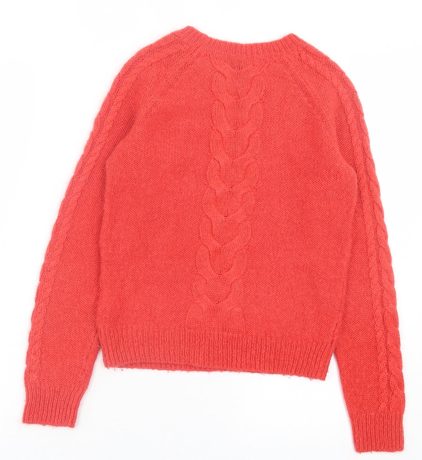 H&M Womens Red Crew Neck Acrylic Pullover Jumper Size XS