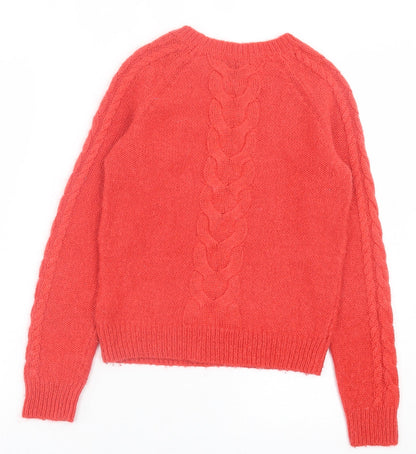 H&M Womens Red Crew Neck Acrylic Pullover Jumper Size XS