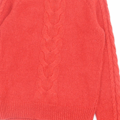 H&M Womens Red Crew Neck Acrylic Pullover Jumper Size XS