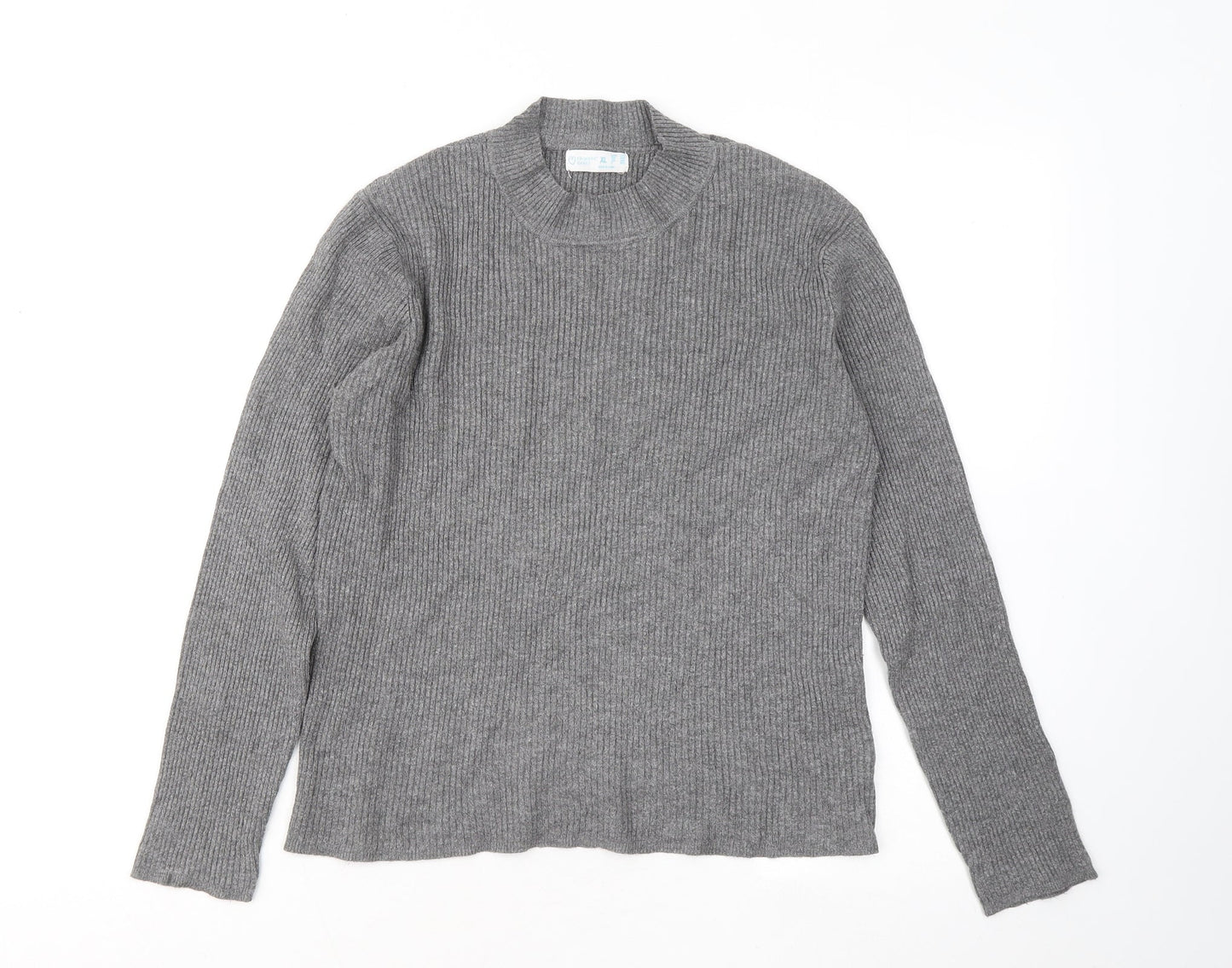 Primark Womens Grey Mock Neck Viscose Pullover Jumper Size 18