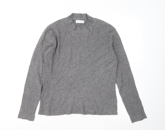Primark Womens Grey Mock Neck Viscose Pullover Jumper Size 18